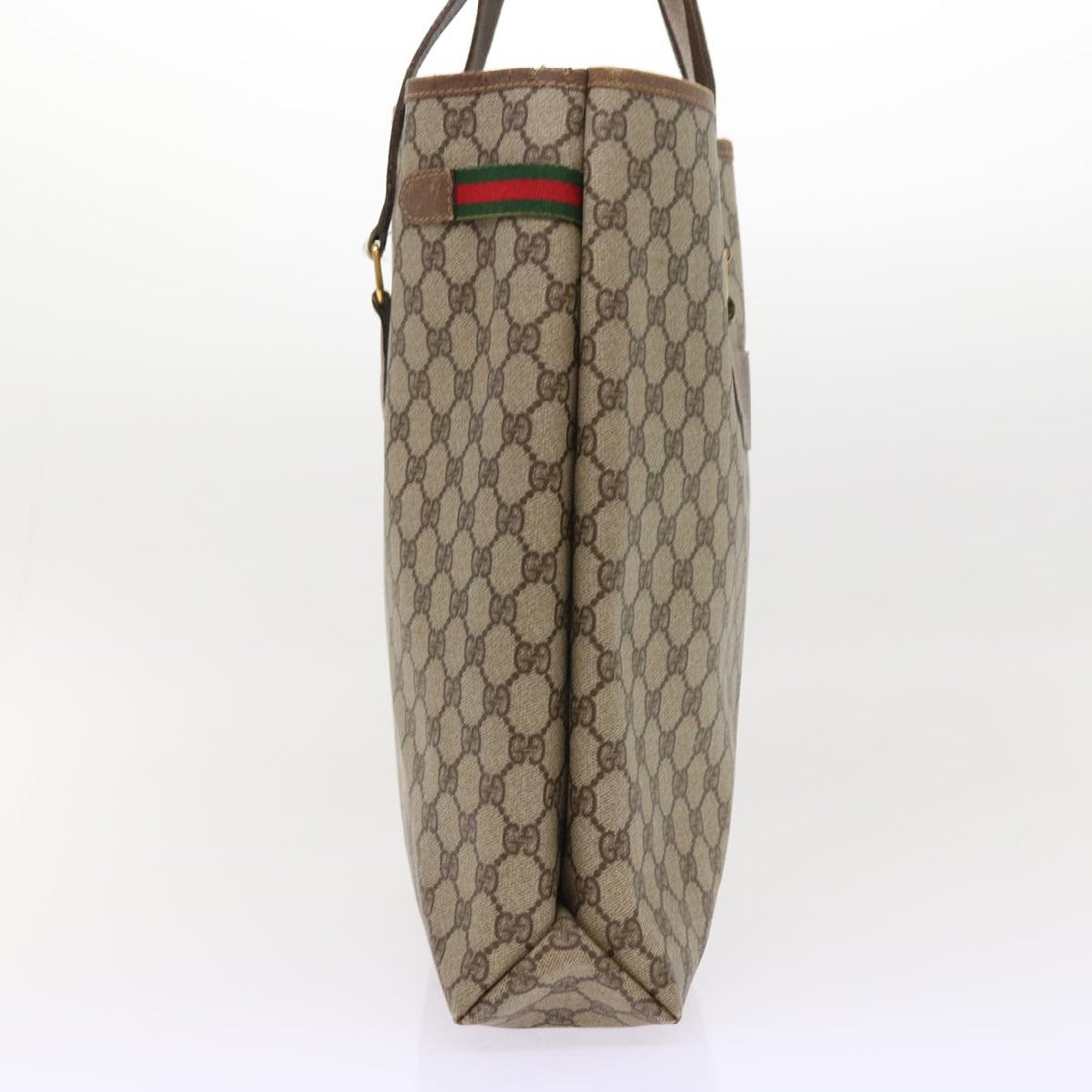 GUCCI GG Canvas Tote Bag PVC Leather Beige ar10314