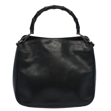 GUCCI Bamboo Shoulder Bag Leather Black ar10417