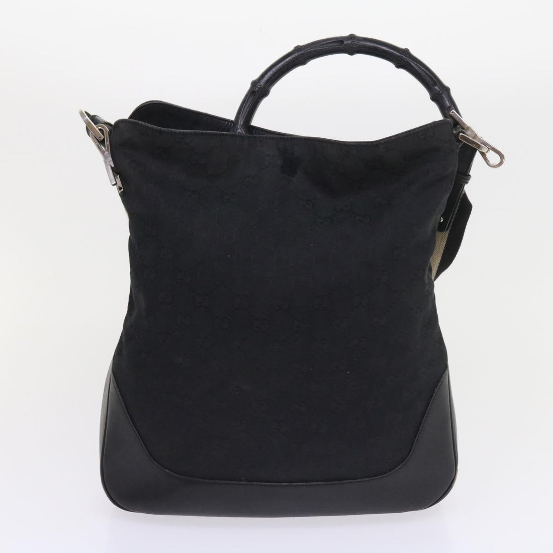 GUCCI GG Canvas Bamboo Shoulder Bag 2Set Beige Black ar10507