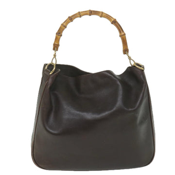 GUCCI Bamboo Shoulder Bag Leather Brown ar10677