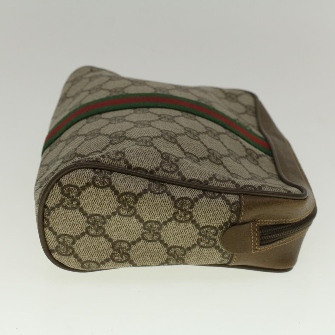 GUCCI GG Supreme Web Sherry Line Clutch Bag Beige Red 89 01 012 ar10679