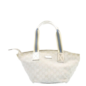GUCCI Sherry Line GG Canvas Tote Bag Silver Blue ar4426