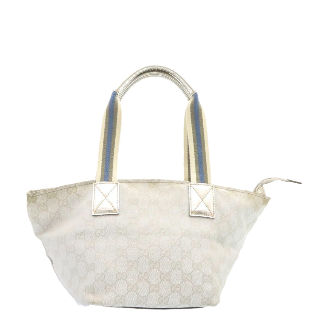 GUCCI Sherry Line GG Canvas Tote Bag Silver Blue ar4426