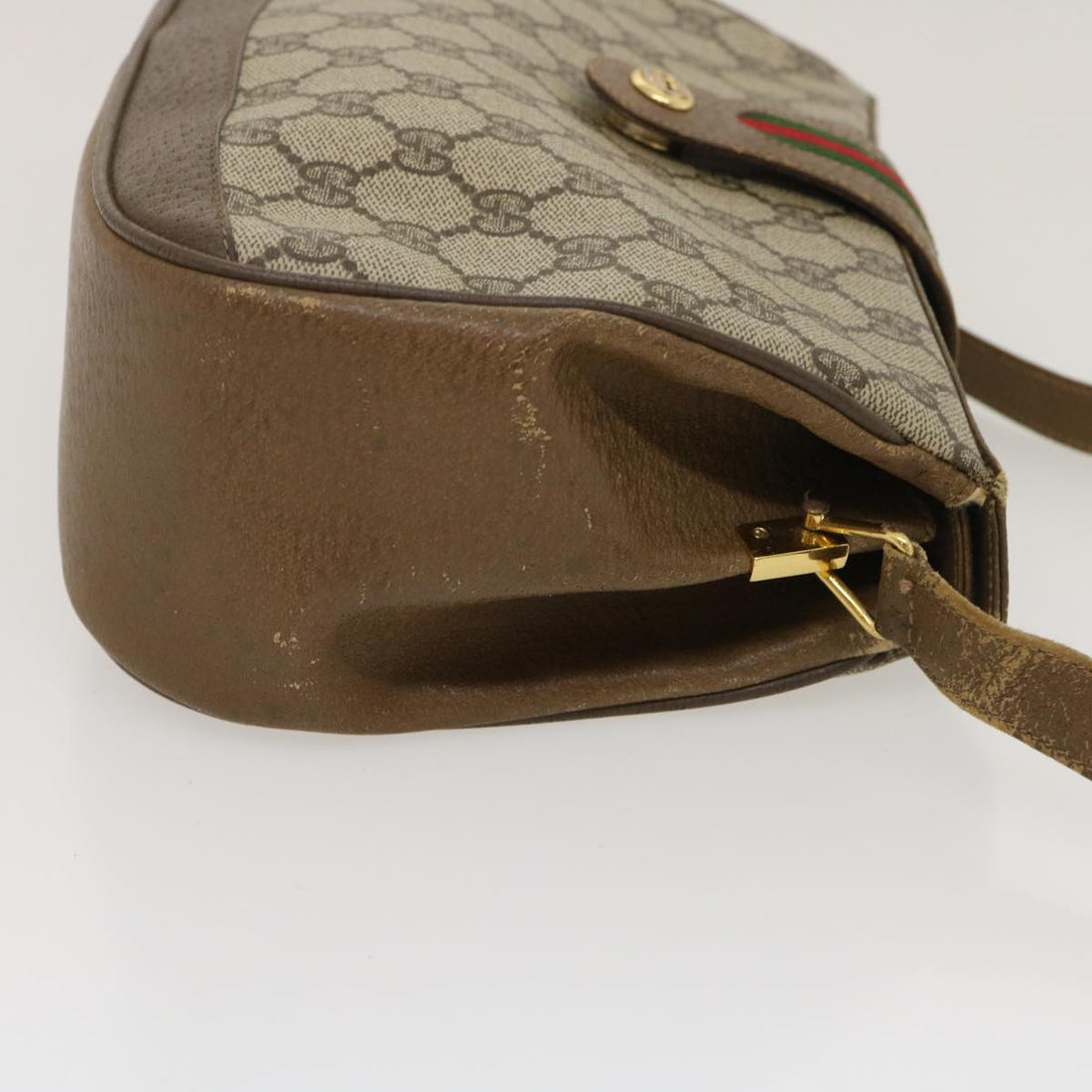 GUCCI Web Sherry Line GG Canvas Shoulder Bag Beige Red Green ar6721