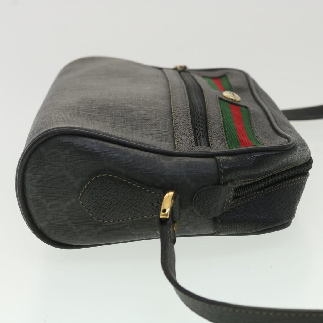 GUCCI GG Canvas Web Sherry Line Shoulder Bag Black Red 119.02.087 ar8721