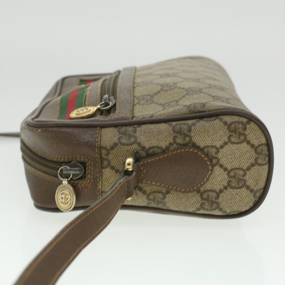 GUCCI GG Canvas Web Sherry Line Shoulder Bag Beige Red Green ar8987