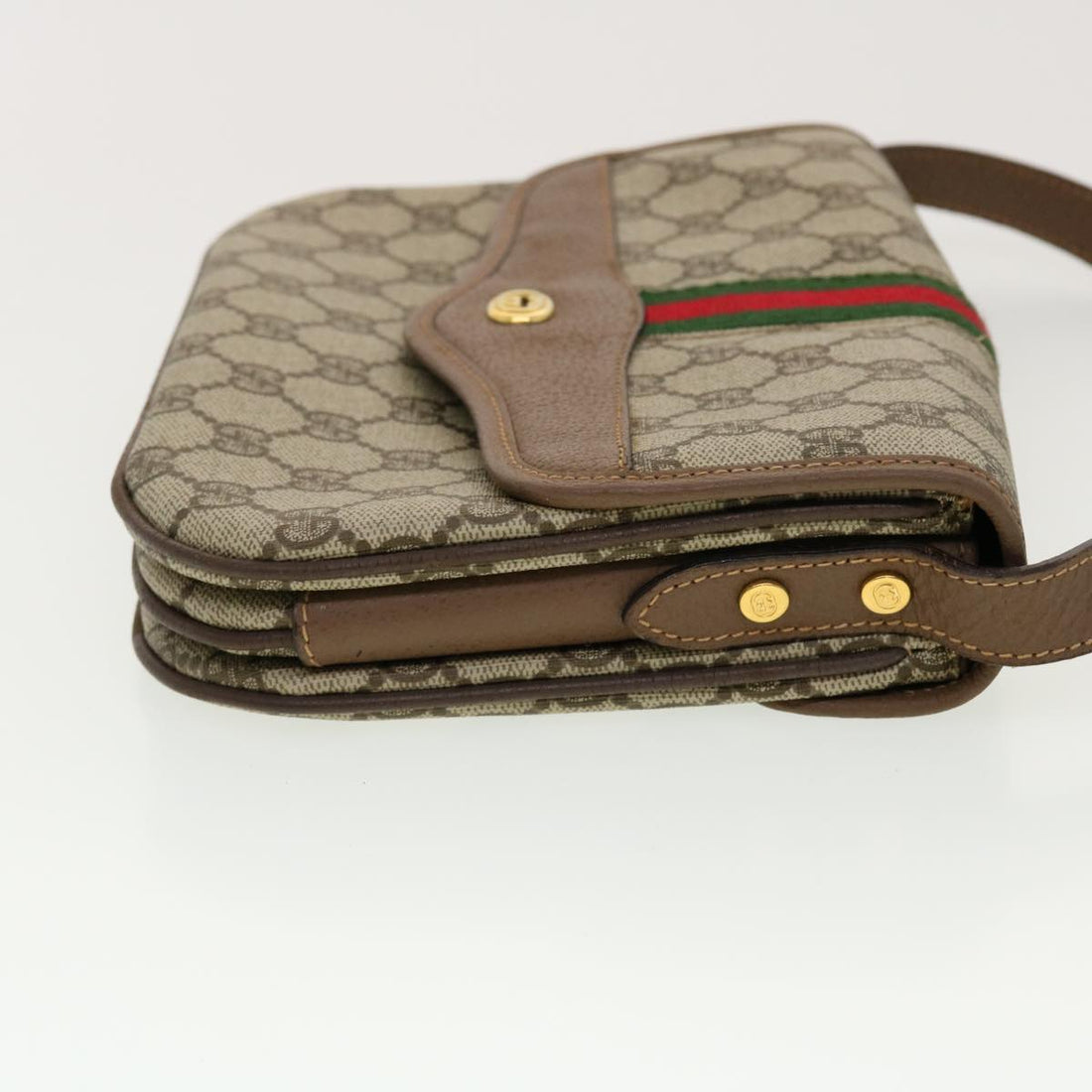 GUCCI GG Canvas Web Sherry Line Shoulder Bag Beige Red 001.113.6862 ar9275
