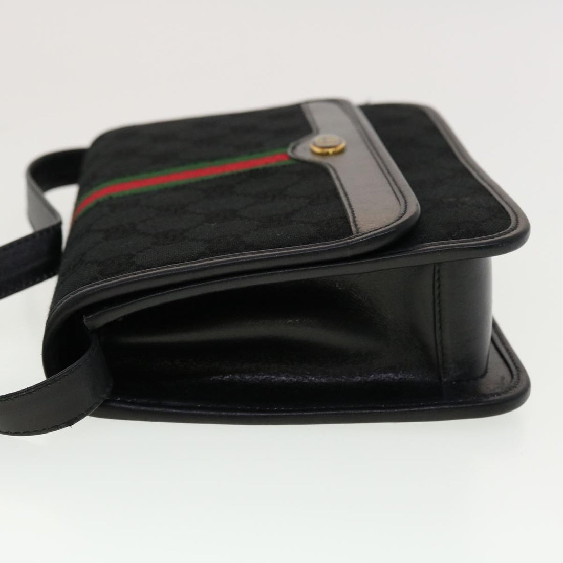 GUCCI GG Canvas Web Sherry Line Shoulder Bag Black Red Green ar9276