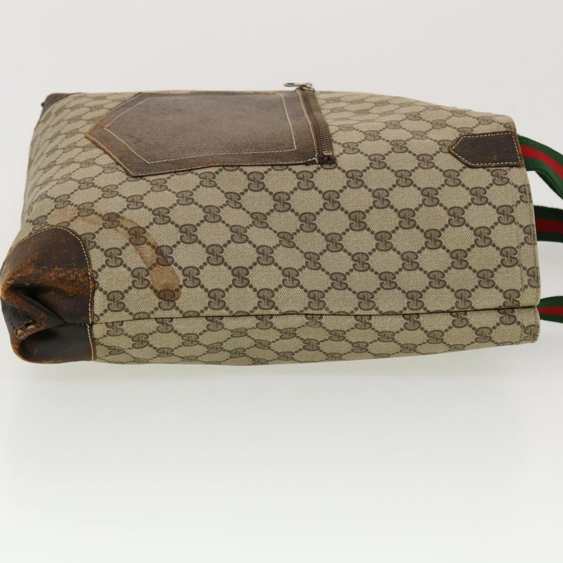 GUCCI GG Canvas Web Sherry Line Tote Bag Beige Red Green ar9393