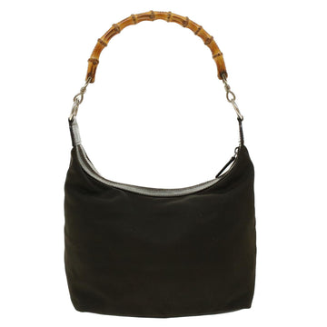 GUCCI Bamboo Shoulder Bag Nylon Brown 0000531200047 ar9405