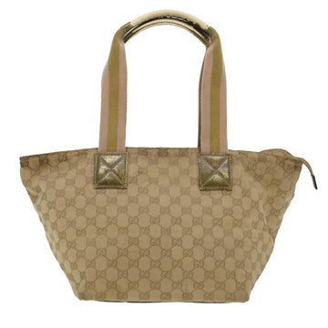 GUCCI GG Canvas Sherry Line Tote Bag Beige Green Pink 131230 ar9406
