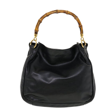 GUCCI Bamboo Hand Bag Leather Black ar9548B