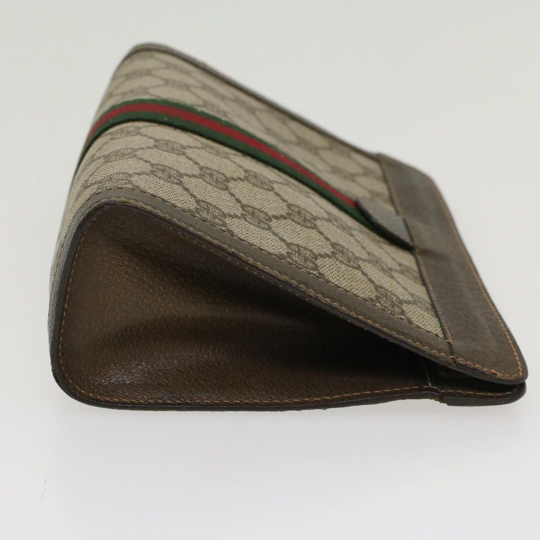 GUCCI GG Canvas Web Sherry Line Clutch Bag Beige Red Green ar9687B