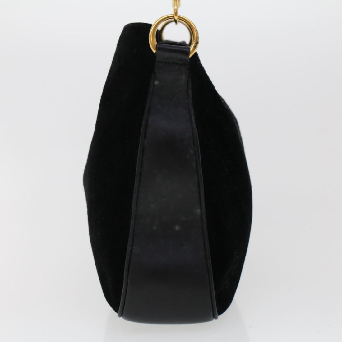 GUCCI Bamboo Shoulder Bag Suede 2way Black 001•1014•1638 ar9690B