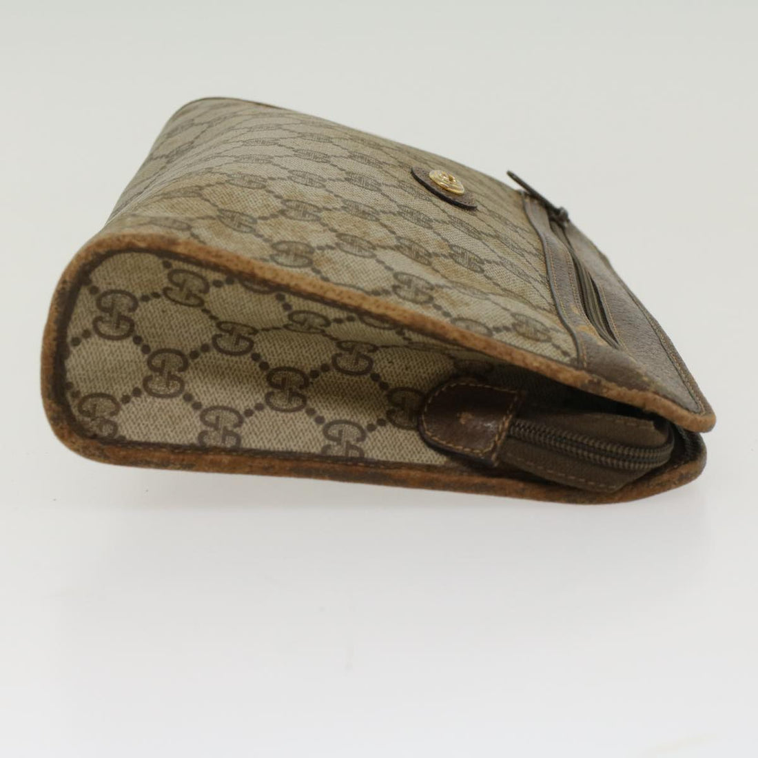 GUCCI GG Canvas Clutch Bag PVC Leather Beige 97.01.037 ar9696B