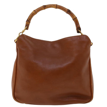 GUCCI Bamboo Hand Bag Leather 2way Brown 001•1638•2615 ar9706B