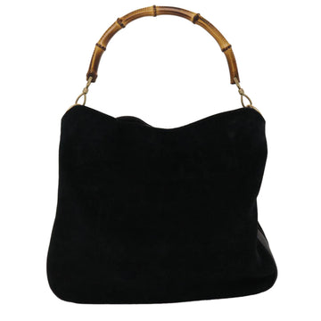 GUCCI Bamboo Hand Bag Suede 2way Black ar9709B