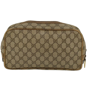 GUCCI GG Canvas Clutch Bag PVC Leather Beige ar9845