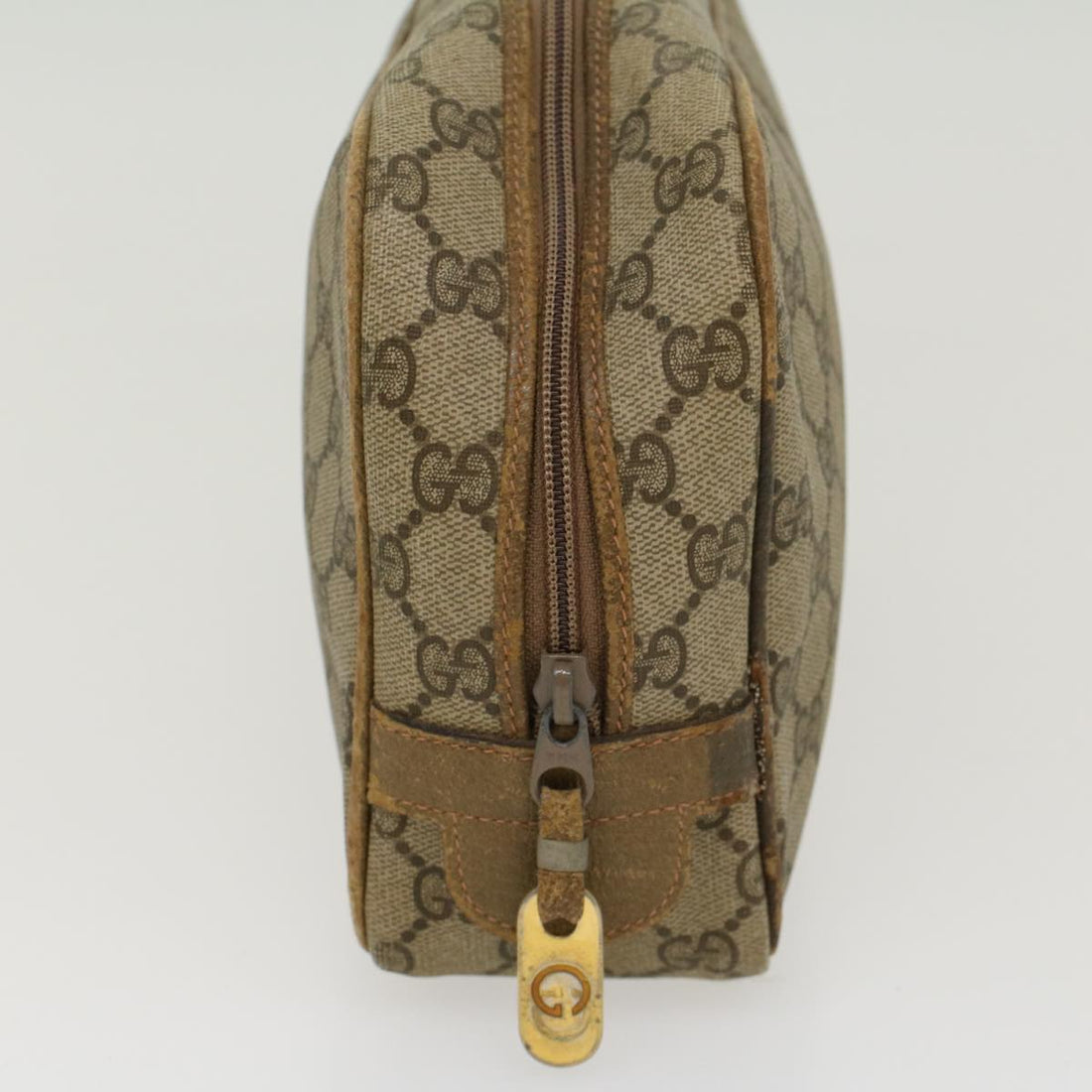 GUCCI GG Canvas Clutch Bag PVC Leather Beige ar9845