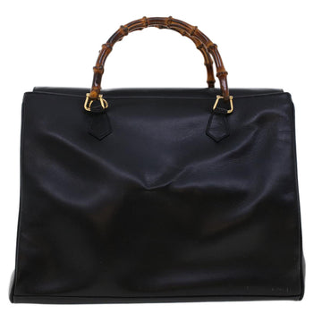 GUCCI Bamboo Hand Bag Leather 2way Black 002.2855.0322.0 ar9879B