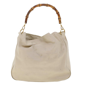 GUCCI Bamboo Shoulder Bag Leather Beige Brown ar9898B