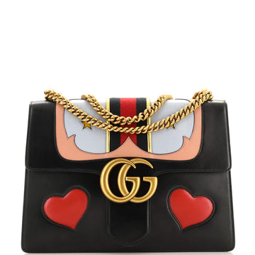 Web Heart GG Marmont Chain Shoulder Bag Leather Medium