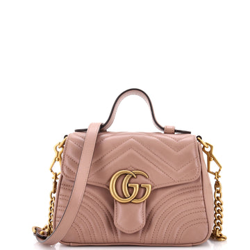 GG Marmont Top Handle Flap Bag Matelasse Leather Mini