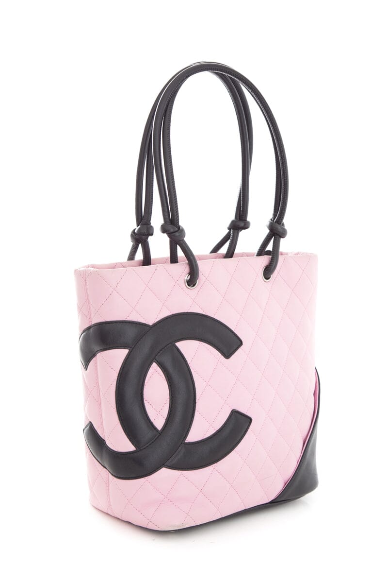 Chanel Vintage Pink and Black Small Linge Cambon Handbag