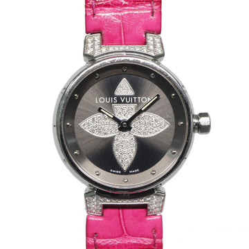 Louis Vuitton Forer Q121F Gr Diamond SS Leather Quartz   Forer Q121F