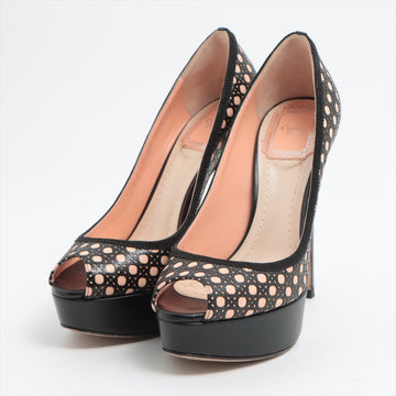Christian Dior Leather Open Pump 35  Black x Beige Lift