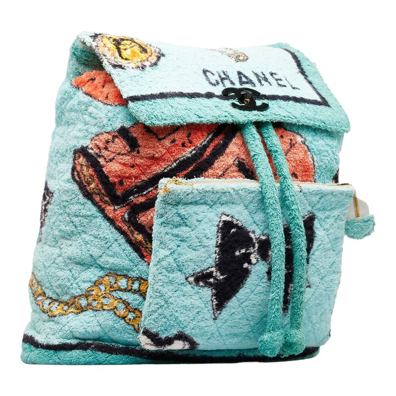 Chanel Pattern Backpack Multicolor Cotton Women's