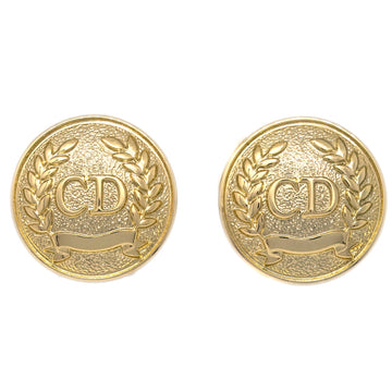 Christian Dior Button Earrings Clip-On Gold