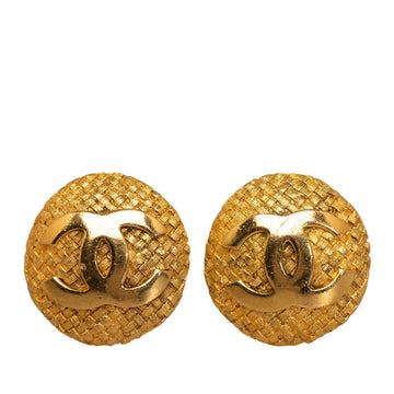 CHANEL Vintage Round Clip On Earrings Plated Gold Women's