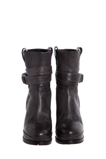 Brunello Cucinelli Grey Leather Platform Wedge Boots SZ 39