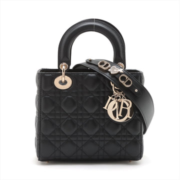 Christian Dior Miley Dior Lady Leather 2WAY Handbag Black  Charm