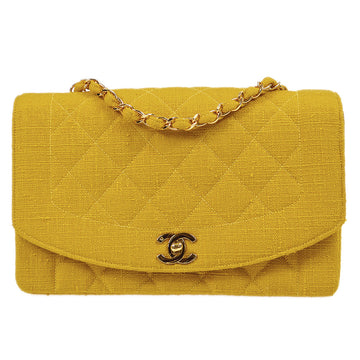 Chanel 1991-1994 Diana Flap Medium Yellow Linen