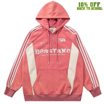 Makersluxe® Racing Style Patchwork Hoodie Side Stripes