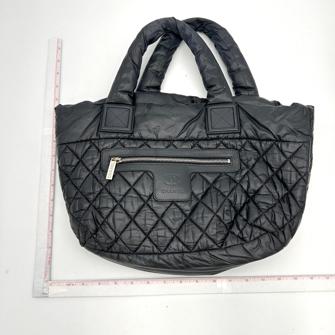 Pre-owned CHANEL Nylon Quilted Small Coco Cocoon Tote Black  LA1465