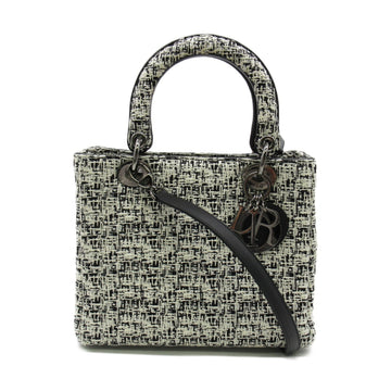Dior Dior  Dior 2W Tote Bag Bag Leather Tweed  Black/White