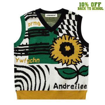 Makersluxe® Spring V Neck Knit Vest Sunflower