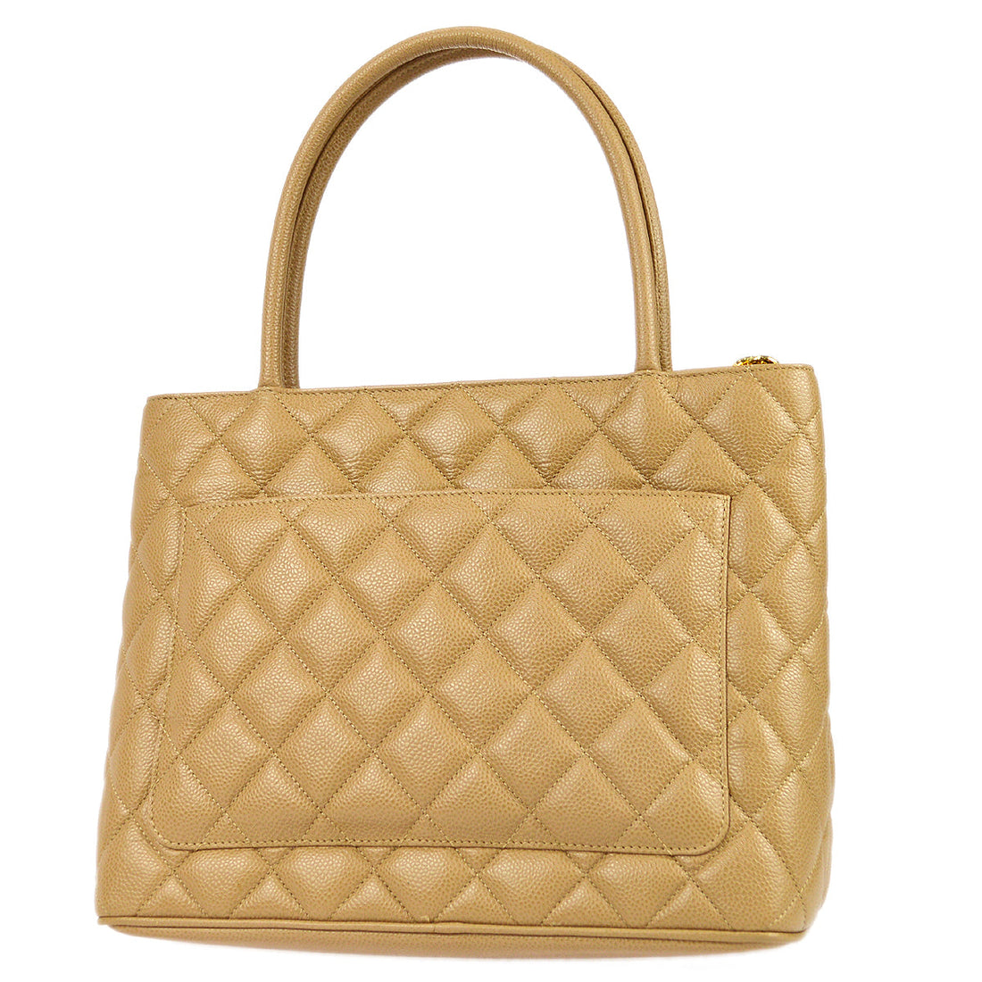 Chanel 2001-2003 Medallion Tote SHW Beige Caviar