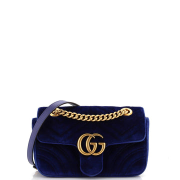 GG Marmont Flap Bag Matelasse Velvet Mini