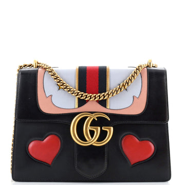 Web Heart GG Marmont Chain Shoulder Bag Leather Medium