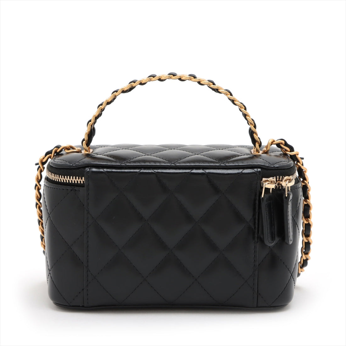 Chanel Mattress kin Chain Shoulder Bag Vanity Black Gold