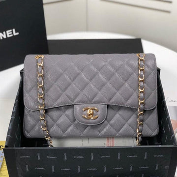 Makersluxe - Caviar Classic Double Flap Bag Grey