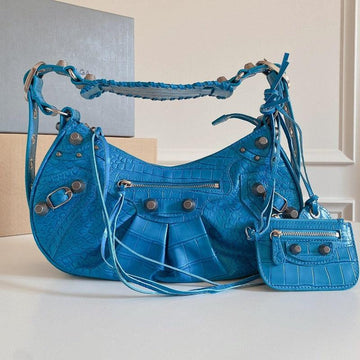 Makersluxe - Le Cagole Small Bag Crocodile Blue