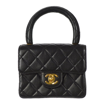 Chanel 1994 Classic Flap Handbag Micro Black Lambskin