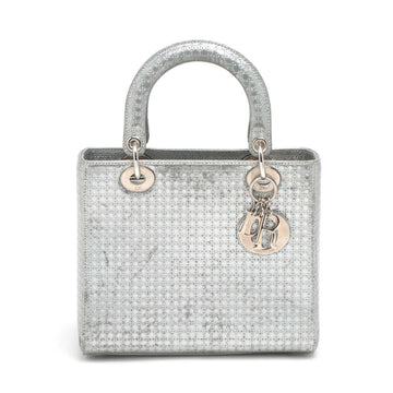 Christian Dior Leather 2WAY Handbag Silver