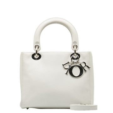 Dior Ladyboard Handbags Shoulder Bag 2WAY White Leather Ladies Dior