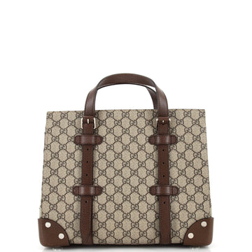 Buckle Travel Tote GG Coated Canvas with Leather Medium